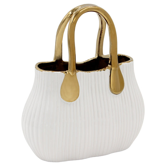 Ανθοδοχείο λευκό-χρυσό